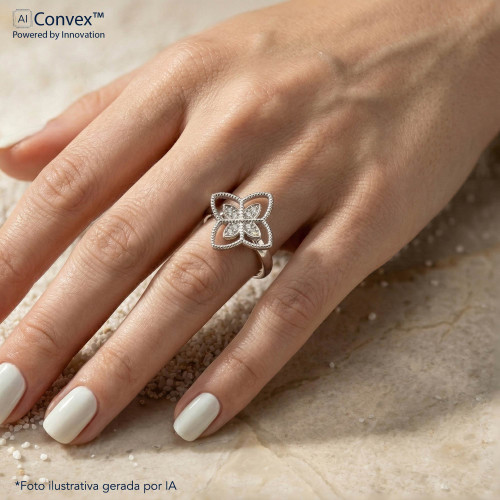 Anel de Prata Flor de Lis Coleção Florescer 13x13mm