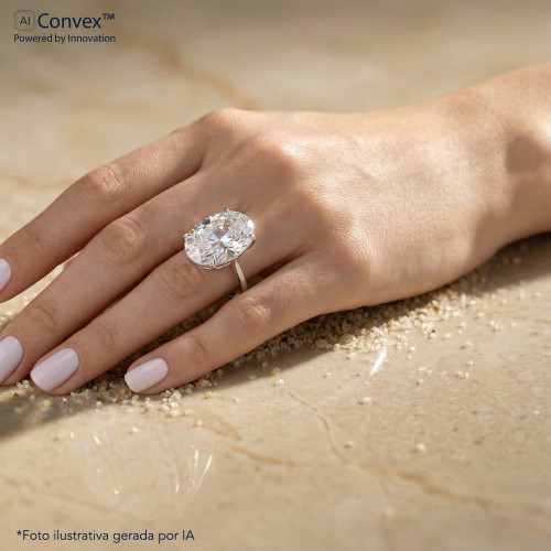 Anel de Prata Coleção Fancy Cristal Oval 13x18