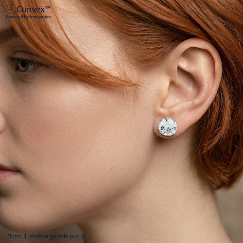 Brinco de Prata Ponto de Luz Coleção Fancy Zircônia Cristal 10mm