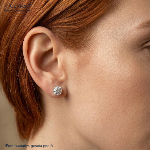 Brinco de Prata Ponto de Luz Coleção Fancy Zircônia Cristal 7mm