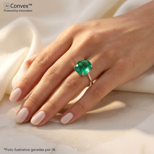 Anel de Prata Coleção Fancy Pedra Redonda Fusion Verde 12mm