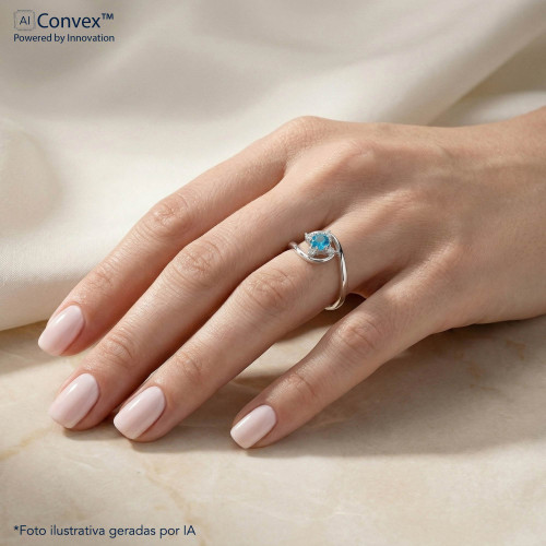 Anel de Prata Flor Color Coleção Florescer Zircônia SKY