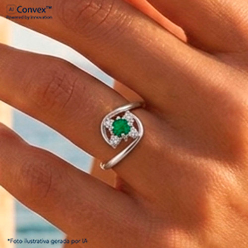 Anel de Prata Flor Color Coleção Florescer Zircônia Esmeralda