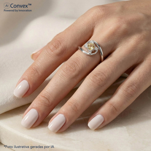 Anel de Prata Flor Color Coleção Florescer Zircônia Yellow