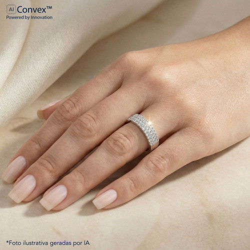 Anel de Prata Poder Cravejado com Zircônias Brancas