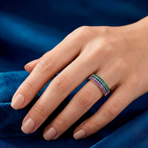 Anel de Prata Rainbow Power Zircônias Color.