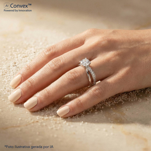 Anel de Prata Solitário Ícone Zircônia 5mm