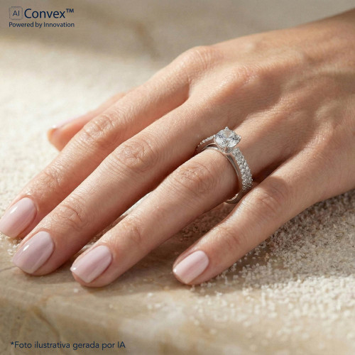 Anel de Prata Solitário Luxo Zircônia 6mm