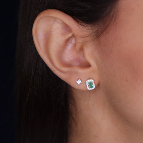 Brinco de Prata Coleção Princess Zircônia Esmeralda 