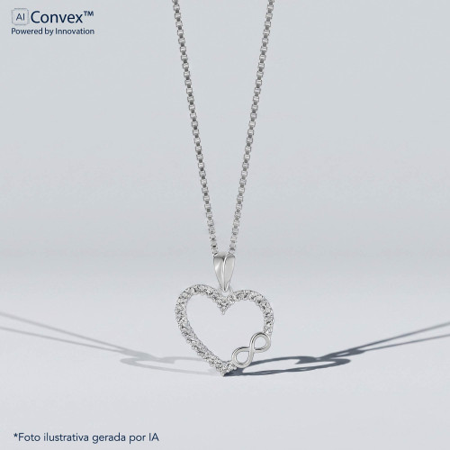 Colar de Prata Coração Infinito 45cm