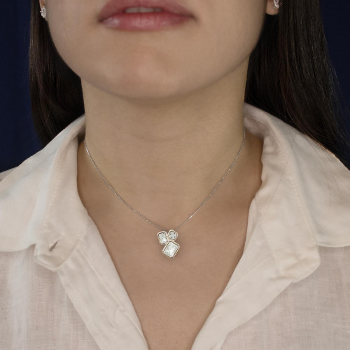 Colar de Prata Conexão Coleção Fancy Zircônias Brancas 45cm