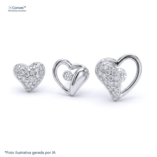Brinco de Prata Trio Love Coleção Princess Zircônias Brancas