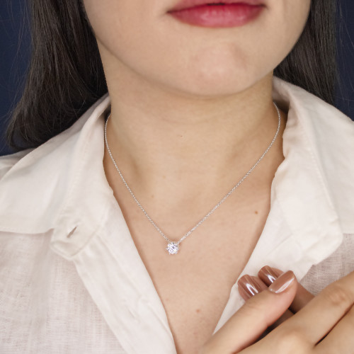 Colar de Prata Ponto de Luz Moissanite 7mm 45cm