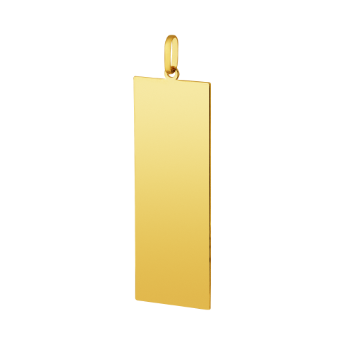 Pingente de Prata Placa Lisa Revestida em ouro 18k 36x13mm
