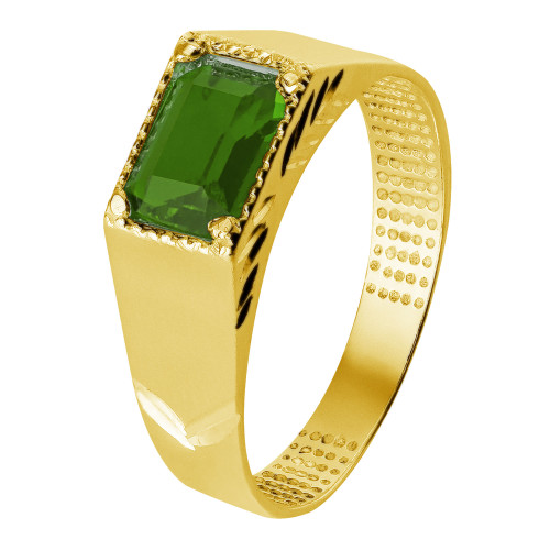 Anel de Prata Graduation Revestido em Ouro 18k com Zirconia Verde