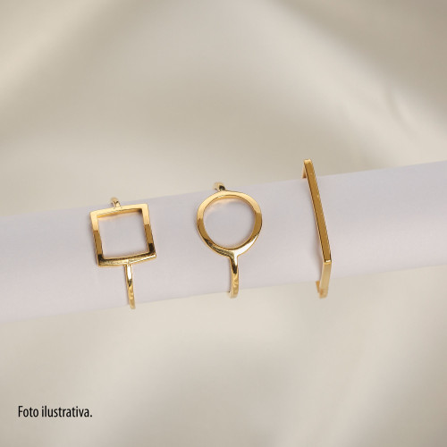 Anel de Prata Style Quadrado Revestido com Ouro 18k