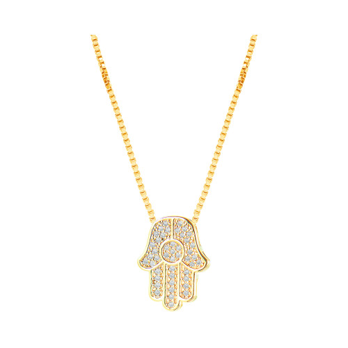 Colar Prata RVT Veneziana com Mão Judaica 17x13mm 45cm