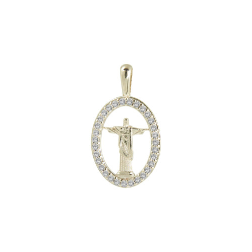 Colarde Prata Cristo Redentor Revestido com Ouro 18k 45cm
