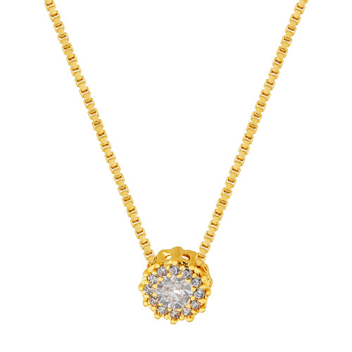Colar de Prata Revestida com Ouro Ponto de Luz com Zircônias Brancas 5.5mm