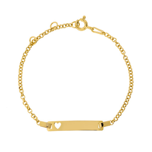 Pulseira de Prata Infantil Coração Revestida com Ouro 18k