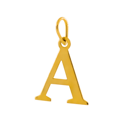Pingente de Prata Letra A Revestida com Ouro 18K