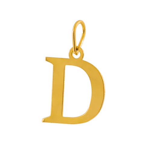 Pingente de Prata Letra D Revestida com Ouro 18K