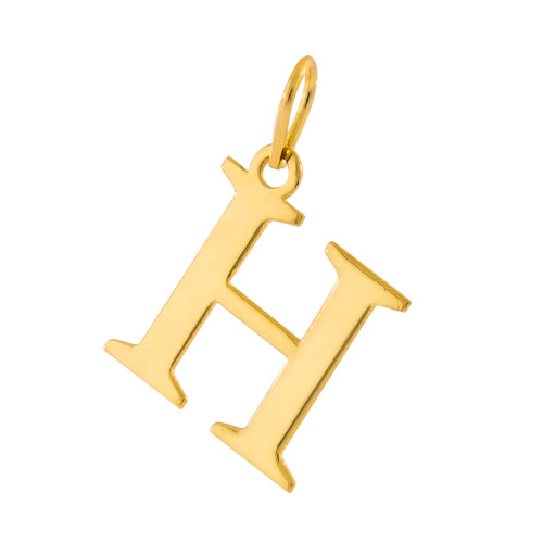 Pingente de Prata Letra H Revestida com Ouro 18K