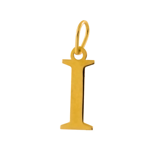 Pingente de Prata Letra I Revestida com Ouro 18K