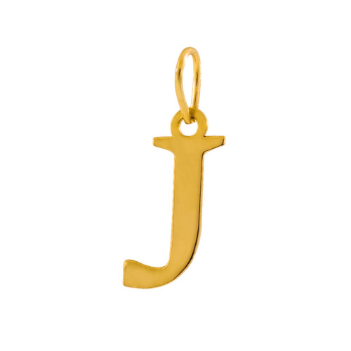 Pingente de Prata Letra J Revestida com Ouro 18K
