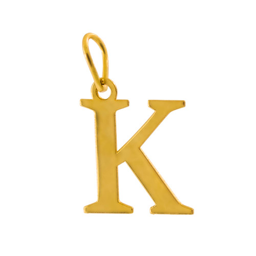 Pingente de Prata Letra K Revestida com Ouro 18K
