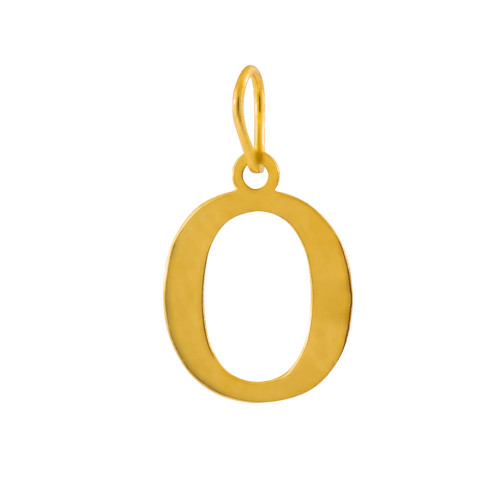 Pingente de Prata Letra O Revestida com Ouro 18K