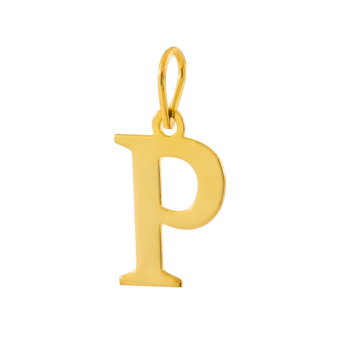 Pingente de Prata Letra P Revestida com Ouro 18K