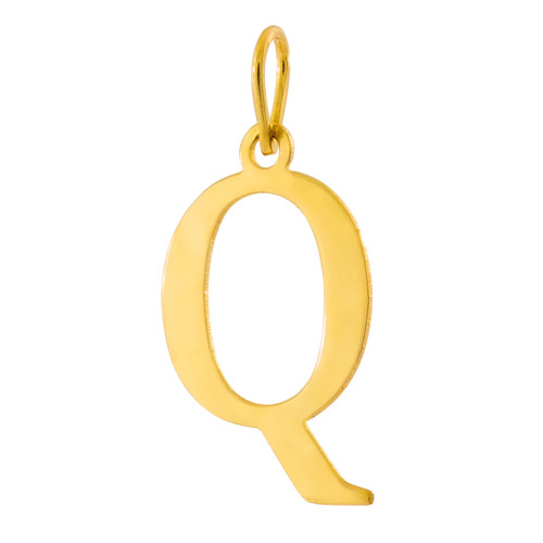 Pingente de Prata Letra Q Revestida com Ouro 18K