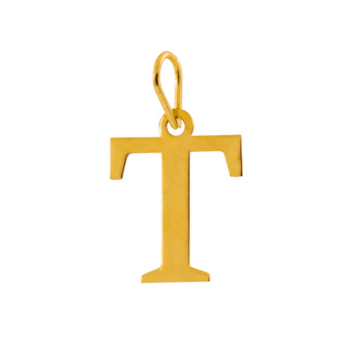 Pingente de Prata Letra T Revestida com Ouro 18K