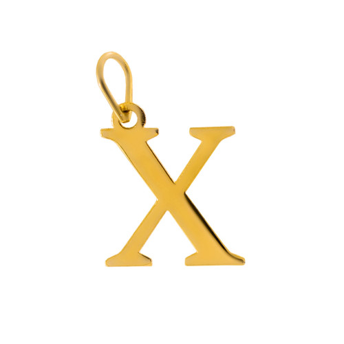 Pingente de Prata Letra X Revestida com Ouro 18K