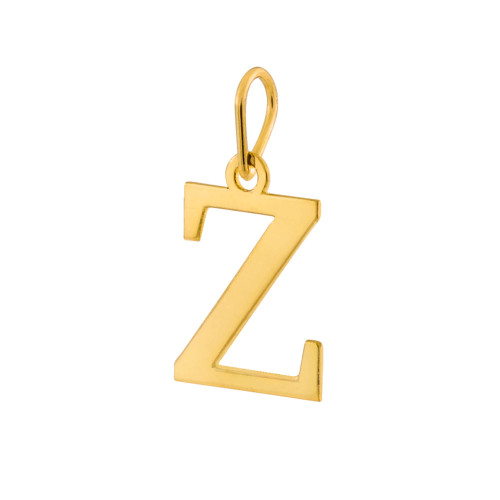 Pingente de Prata Letra Z Revestida com Ouro 18K