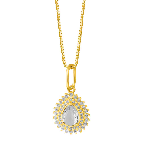 Colar de Prata Queens Cristal Revestido com Ouro 18k