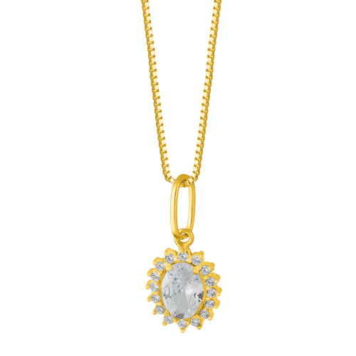 Colar de Prata Queens Cristal Revestido com Ouro 18k 5x7