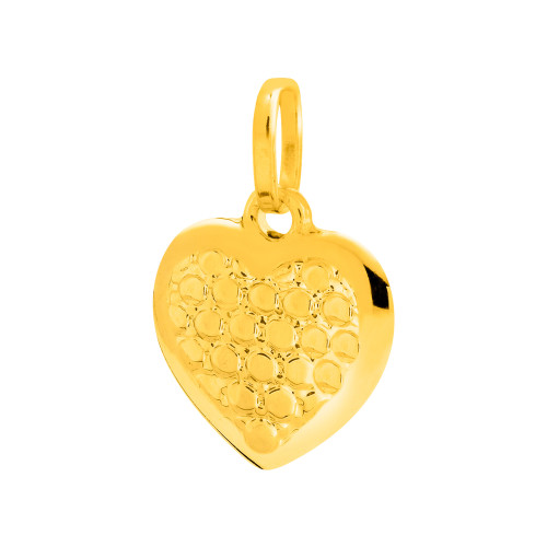 Pingente de Prata Coração Diamantado Revestido com Ouro 18K 11x10