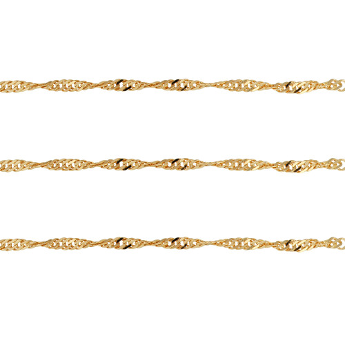 Corrente de Prata Singapura Fina  Revestida com Ouro 18K 1.15mm 45cm