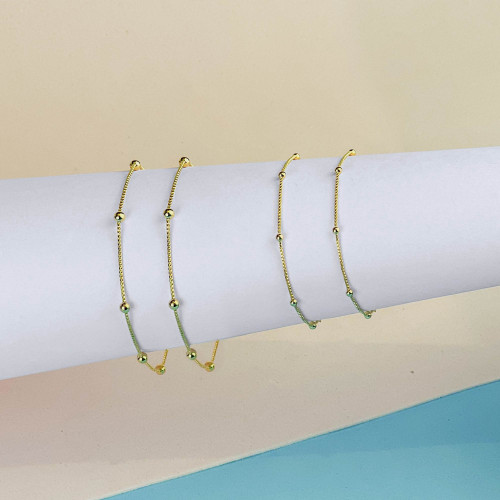 Pulseira de Prata Bolinha Revestida com Ouro 18K 3.0mm 18cm