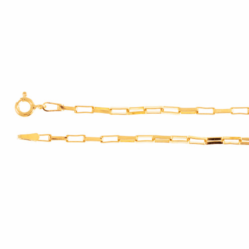 Pulseira de Prata Elos Retangulares Revestida com Ouro 18k 21cm