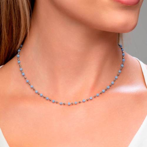 Colar de Aço Summer Sky 40cm com  5cm de extensor