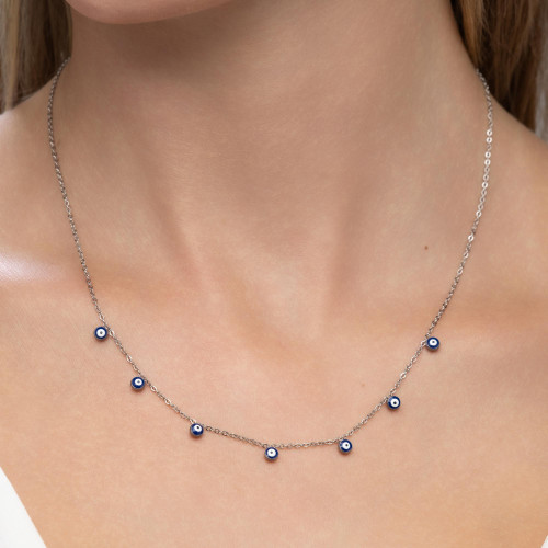 Colar de Aço Mistério Olho Grego 45cm