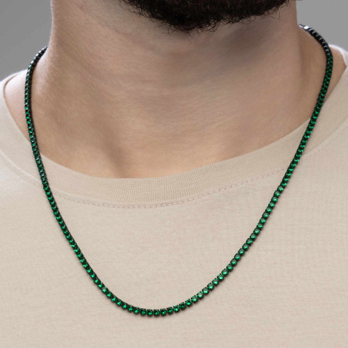 Colar de Aço Riviera Black Esmeralda 50cm