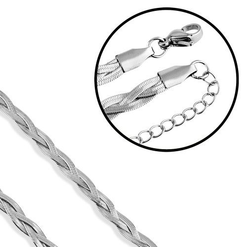 Colar de Aço 3 fios trançados 40cm mais 5cm extensor