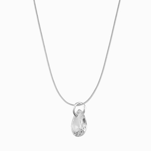 Colar de Aço Ponto de Luz Gota Branca 45cm