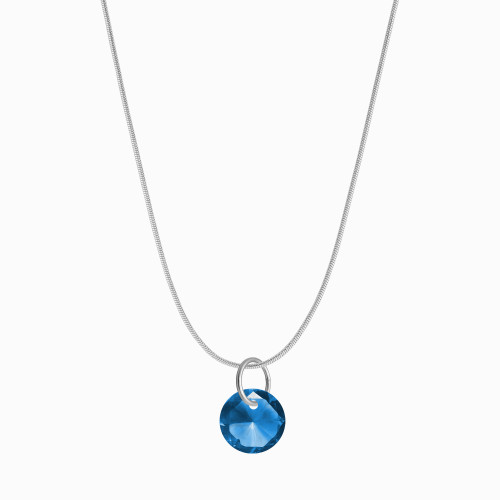 Colar de Aço Ponto de Luz Azul 45cm