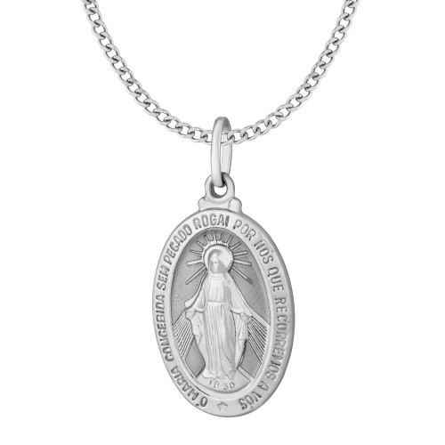 Colar de Aço Medalha Milagrosa 45cm