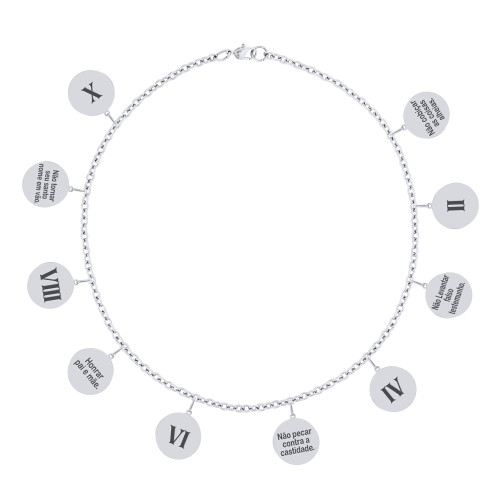 Pulseiras de Aço 10 mandamentos 16cm + 4cm de extensor